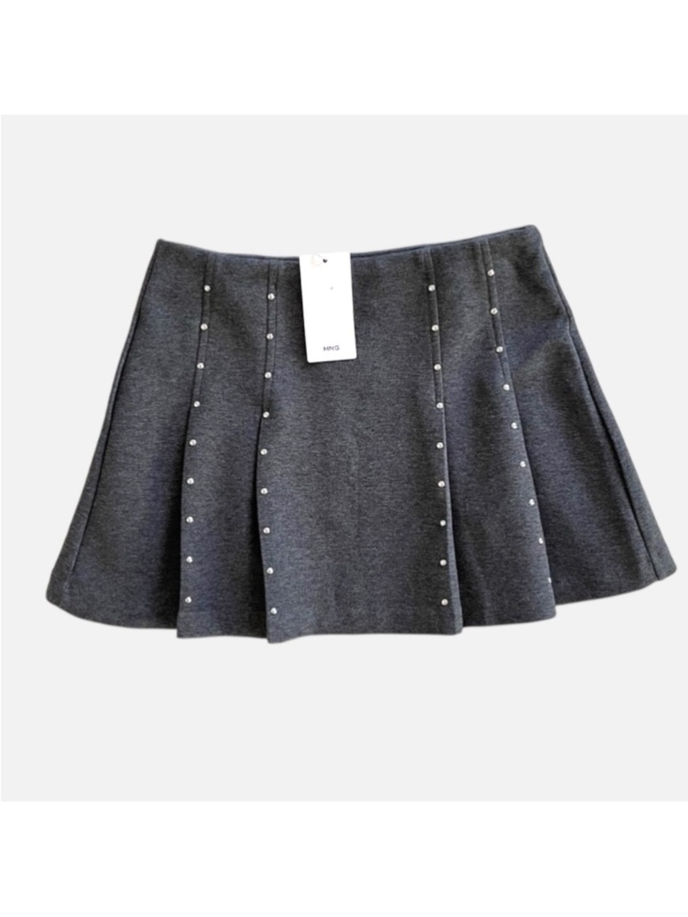 Mango Charcoal Mini Skirt with silver Accents